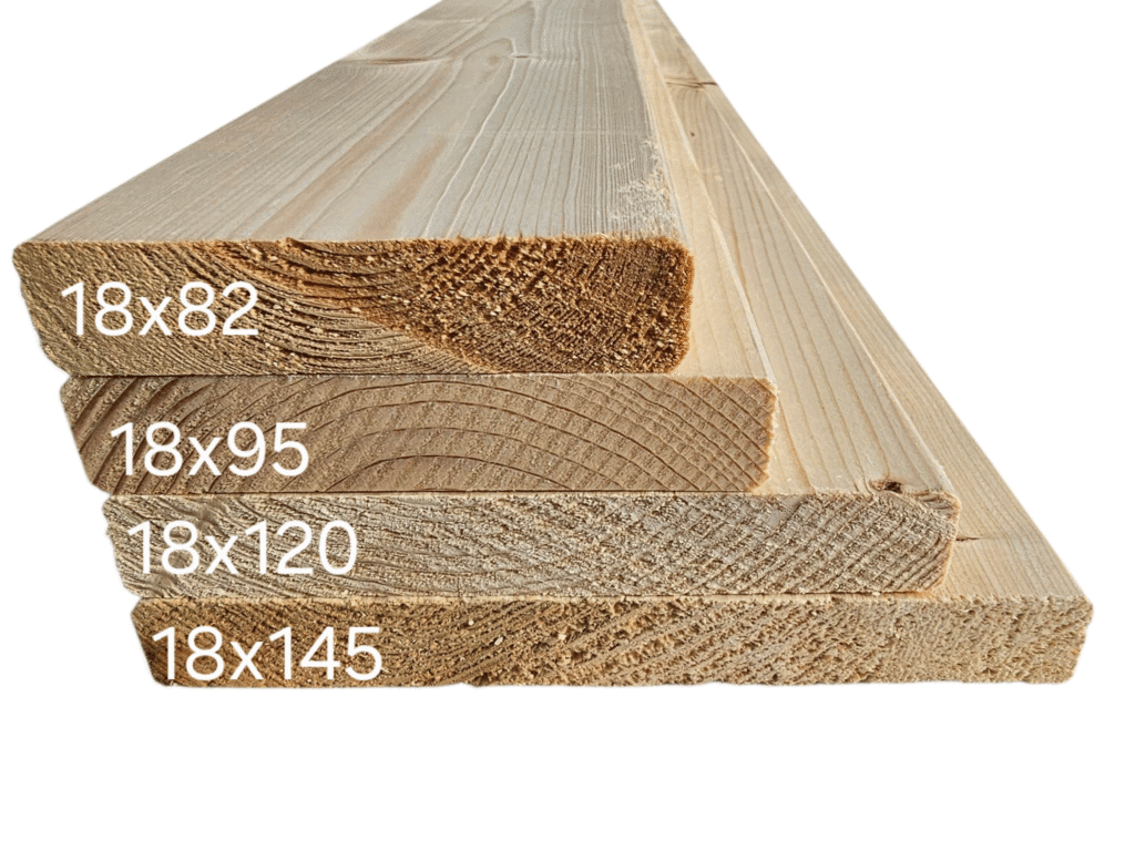 Terasová prkna z evropského modřínu s tlakovou impregnací, vhodná pro venkovní terasy a zahradní dřevěné konstrukce.